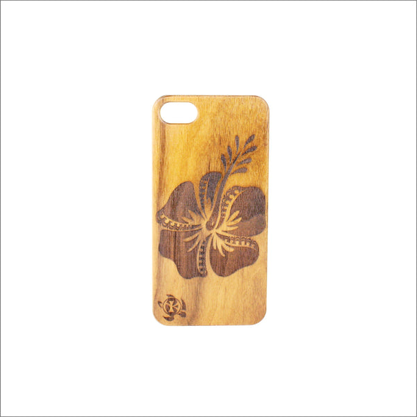 iPhone 7/8 - Wood Phone Cover - Hibiscus Flower - Toka Creates
